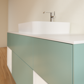 Тумба под раковину Villeroy & Boch Finion 160х50,1 см с подсветкой МДФ оливковый матовый лак/стекло белое матовое F451GFGM