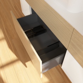 Тумба под раковину Villeroy & Boch Finion 160х50,1 см с подсветкой МДФ шпон дуба/стекло белое матовое F451GFPC