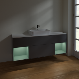 Тумба под раковину Villeroy & Boch Finion 160х50,1 см с подсветкой МДФ антрацит матовый лак/стекло белое матовое F451GMGK