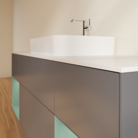 Тумба под раковину Villeroy & Boch Finion 160х50,1 см с подсветкой МДФ антрацит матовый лак/стекло белое матовое F451GMGK