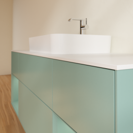 Тумба под раковину Villeroy & Boch Finion 160х50,1 см с подсветкой МДФ оливковый матовый лак/стекло белое матовое F451GMGM