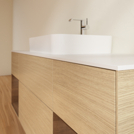 Тумба под раковину Villeroy & Boch Finion 160х50,1 см с подсветкой МДФ шпон дуба/стекло белое матовое F451GNPC