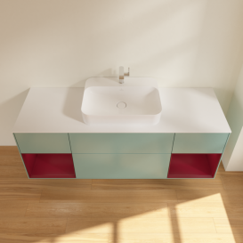 Тумба под раковину Villeroy & Boch Finion 160х50,1 см с подсветкой МДФ оливковый матовый лак/стекло белое матовое F451HBGM