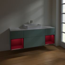 Тумба под раковину Villeroy & Boch Finion 160х50,1 см с подсветкой МДФ оливковый матовый лак/стекло белое матовое F451HBGM