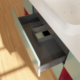 Тумба под раковину Villeroy & Boch Finion 160х50,1 см с подсветкой МДФ оливковый матовый лак/стекло белое матовое F451HBGM