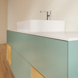 Тумба под раковину Villeroy & Boch Finion 160х50,1 см с подсветкой МДФ оливковый матовый лак/стекло белое матовое F451HFGM