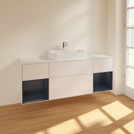 Тумба под раковину Villeroy & Boch Finion 160х50,1 см с подсветкой МДФ глянцевый белый лак/стекло белое матовое F451HGGF