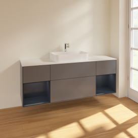 Тумба под раковину Villeroy & Boch Finion 160х50,1 см с подсветкой МДФ антрацит матовый лак/стекло белое матовое F451HGGK