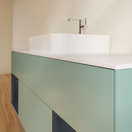 Тумба под раковину Villeroy & Boch Finion 160х50,1 см с подсветкой МДФ оливковый матовый лак/стекло белое матовое F451HGGM