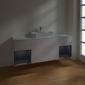 Тумба под раковину Villeroy & Boch Finion 160х50,1 см с подсветкой МДФ белый матовый лак/стекло белое матовое F451HGMT