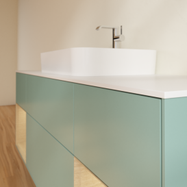 Тумба под раковину Villeroy & Boch Finion 160х50,1 см с подсветкой МДФ оливковый матовый лак/стекло белое матовое F451PCGM