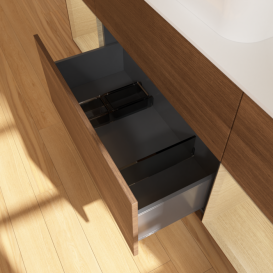 Тумба под раковину Villeroy & Boch Finion 160х50,1 см с подсветкой МДФ шпон грецкого ореха/стекло белое матовое F451PCGN