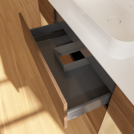 Тумба под раковину Villeroy & Boch Finion 160х50,1 см с подсветкой МДФ шпон грецкого ореха/стекло белое матовое F451PCGN