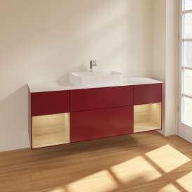 Тумба под раковину Villeroy & Boch Finion 160х50,1 см с подсветкой МДФ пион матовый лак/стекло белое матовое F451PCHB