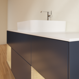 Тумба под раковину Villeroy & Boch Finion 160х50,1 см с подсветкой МДФ темно-синий матовый лак/стекло белое матовое F451PCHG