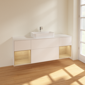 Тумба под раковину Villeroy & Boch Finion 160х50,1 см с подсветкой МДФ белый матовый лак/стекло белое матовое F451PCMT