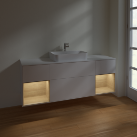 Тумба под раковину Villeroy & Boch Finion 160х50,1 см с подсветкой МДФ белый матовый лак/стекло белое матовое F451PCMT