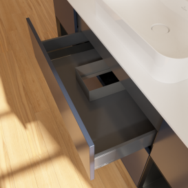 Тумба под раковину Villeroy & Boch Finion 160х50,1 см с подсветкой МДФ темно-синий матовый лак/стекло белое матовое F451PDHG