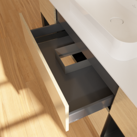 Тумба под раковину Villeroy & Boch Finion 160х50,1 см с подсветкой МДФ шпон дуба/стекло белое матовое F451PDPC