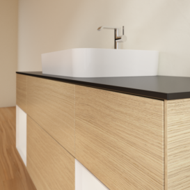 Тумба под раковину Villeroy & Boch Finion 160х50,1 см с подсветкой МДФ шпон дуба/стекло черное матовое F452GFPC