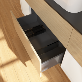 Тумба под раковину Villeroy & Boch Finion 160х50,1 см с подсветкой МДФ шпон дуба/стекло черное матовое F452GFPC