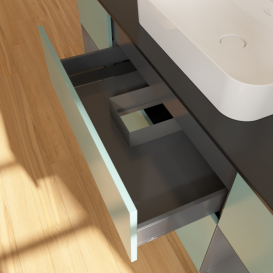 Тумба под раковину Villeroy & Boch Finion 160х50,1 см с подсветкой МДФ оливковый матовый лак/стекло черное матовое F452GKGM