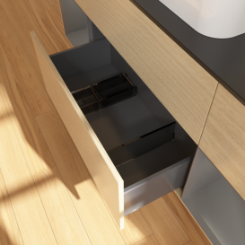 Тумба под раковину Villeroy & Boch Finion 160х50,1 см с подсветкой МДФ шпон дуба/стекло черное матовое F452GKPC