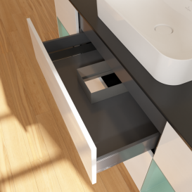 Тумба под раковину Villeroy & Boch Finion 160х50,1 см с подсветкой МДФ глянцевый белый лак/стекло черное матовое F452GMGF