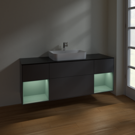 Тумба под раковину Villeroy & Boch Finion 160х50,1 см с подсветкой МДФ антрацит матовый лак/стекло черное матовое F452GMGK