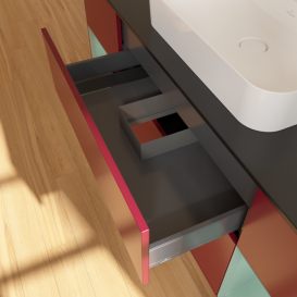 Тумба под раковину Villeroy & Boch Finion 160х50,1 см с подсветкой МДФ пион матовый лак/стекло черное матовое F452GMHB