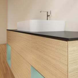 Тумба под раковину Villeroy & Boch Finion 160х50,1 см с подсветкой МДФ шпон дуба/стекло черное матовое F452GMPC