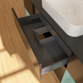 Тумба под раковину Villeroy & Boch Finion 160х50,1 см с подсветкой МДФ черный матовый лак/стекло черное матовое F452GMPD