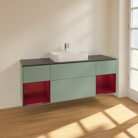 	Тумба под раковину Villeroy & Boch Finion 160х50,1 см с подсветкой МДФ оливковый матовый лак/стекло черное матовое F452HBGM