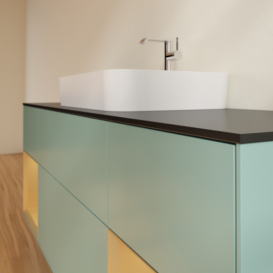 Тумба под раковину Villeroy & Boch Finion 160х50,1 см с подсветкой МДФ оливковый матовый лак/стекло черное матовое F452HFGM