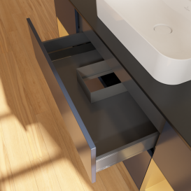 	Тумба под раковину Villeroy & Boch Finion 160х50,1 см с подсветкой МДФ темно-синий матовый лак/стекло черное матовое F452HFHG