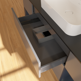 Тумба под раковину Villeroy & Boch Finion 160х50,1 см с подсветкой МДФ антрацит матовый лак/стекло черное матовое F452HGGK