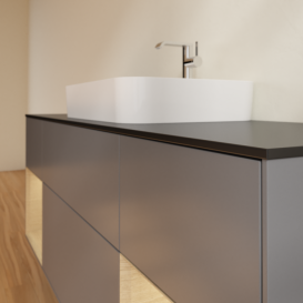 Тумба под раковину Villeroy & Boch Finion 160х50,1 см с подсветкой МДФ антрацит матовый лак/стекло черное матовое F452PCGK