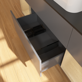 Тумба под раковину Villeroy & Boch Finion 160х50,1 см с подсветкой МДФ антрацит матовый лак/стекло черное матовое F452PCGK