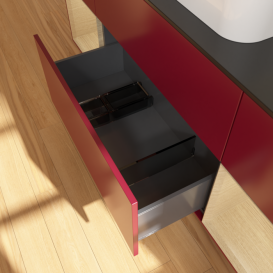 Тумба под раковину Villeroy & Boch Finion 160х50,1 см с подсветкой МДФ пион матовый лак/стекло черное матовое F452PCHB