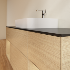 Тумба под раковину Villeroy & Boch Finion 160х50,1 см с подсветкой МДФ шпон дуба/стекло черное матовое F452PCPC