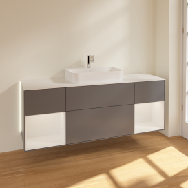Тумба под раковину Villeroy & Boch Finion 160х50,1 см с подсветкой МДФ антрацит матовый лак/стекло белое матовое G451GFGK