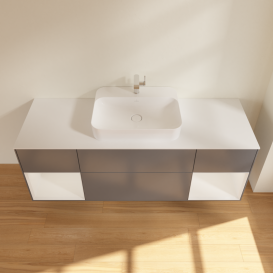 Тумба под раковину Villeroy & Boch Finion 160х50,1 см с подсветкой МДФ антрацит матовый лак/стекло белое матовое G451GFGK