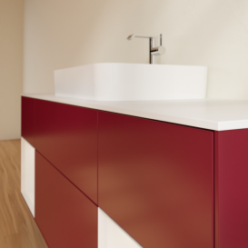 Тумба под раковину Villeroy & Boch Finion 160х50,1 см с подсветкой МДФ пион матовый лак/стекло белое матовое G451GFHB