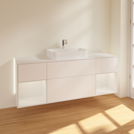 Тумба под раковину Villeroy & Boch Finion 160х50,1 см с подсветкой МДФ белый матовый лак/стекло белое матовое G451GFMT