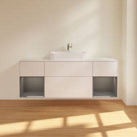 Тумба под раковину Villeroy & Boch Finion 160х50,1 см с подсветкой МДФ глянцевый белый лак/стекло белое матовое G451GKGF