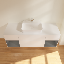 Тумба под раковину Villeroy & Boch Finion 160х50,1 см с подсветкой МДФ белый матовый лак/стекло белое матовое G451GKMT