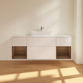 Тумба под раковину Villeroy & Boch Finion 160х50,1 см с подсветкой МДФ глянцевый белый лак/стекло белое матовое G451GNGF