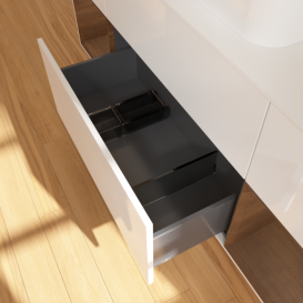 Тумба под раковину Villeroy & Boch Finion 160х50,1 см с подсветкой МДФ глянцевый белый лак/стекло белое матовое G451GNGF