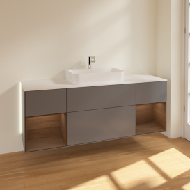 Тумба под раковину Villeroy & Boch Finion 160х50,1 см с подсветкой МДФ антрацит матовый лак/стекло белое матовое G451GNGK