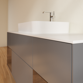 Тумба под раковину Villeroy & Boch Finion 160х50,1 см с подсветкой МДФ антрацит матовый лак/стекло белое матовое G451GNGK